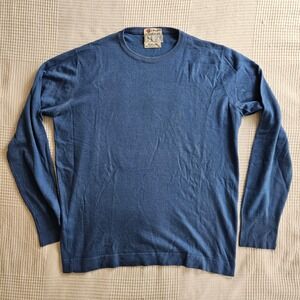 Battaglia Beverly Hills Blue Cashmere Silk Crewneck Sweater Made in Italy Men L